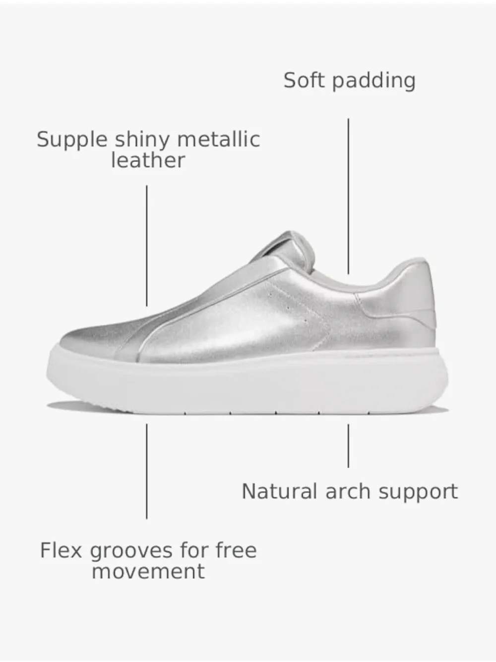 Fitflop Silver Slip-On Platform Sneakers
